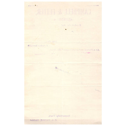 1896 Campbell & Fetter Bankers Letterhead Kendallville Indiana AD8-3