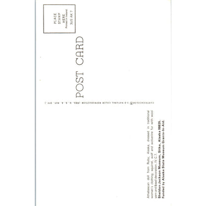 Athabascan Doll From Ruby Alaska Sheldon Jackson Museum Original Postcard PB10