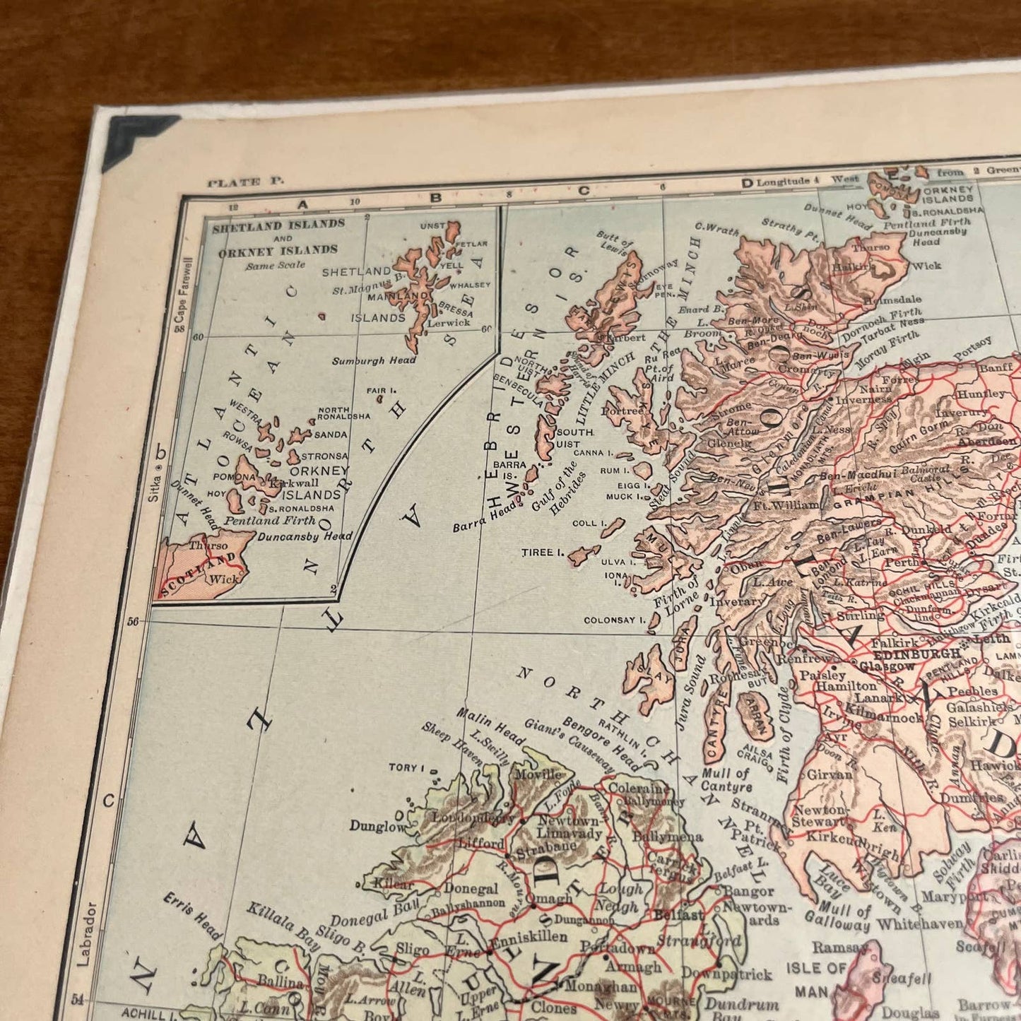 Antique 1903 Map of BRITISH ISLES Color 10 x 12” FL5