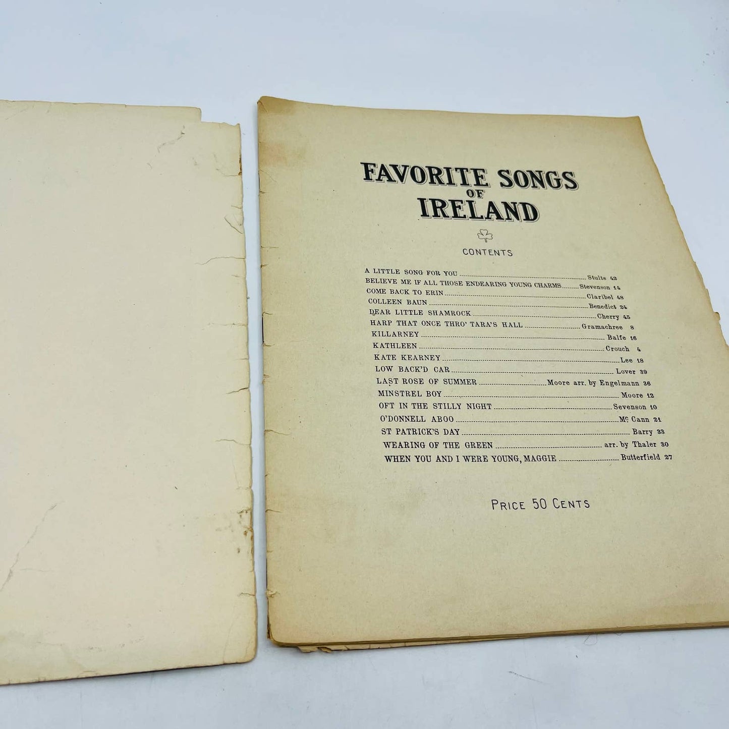 c1905 FAVORITE SONGS OF IRELAND Sheet Music Eclipse Publishing TD3