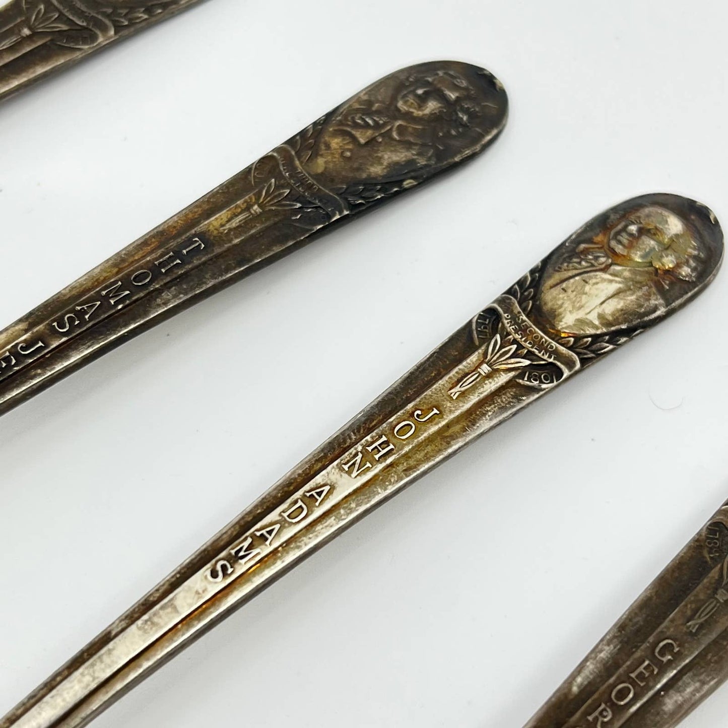 WM Rogers President Souvenir Spoon Lot of 6 Silver Plate Washington Adams TE1