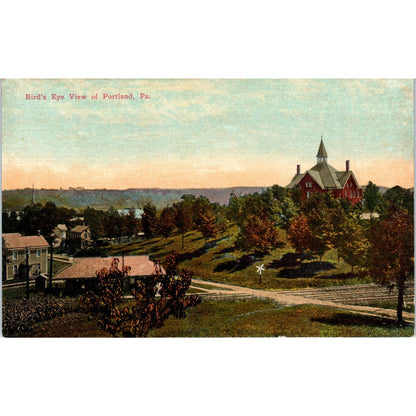Bird's Eye View Portland PA Original Postcard TK1-21