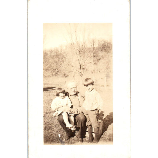 Antique RPPC Postcard Grandfather Brunner with Glen & Evylin SE5
