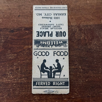 Our Place Restaurant Kansas City MO Advertising Matchbook Cover MM11-6