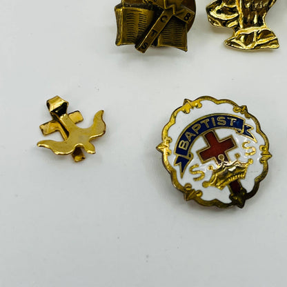 Vintage Lot of 8 Christian Metal and Enamel Pins Baptist SS Dove Jesus Saves SB3