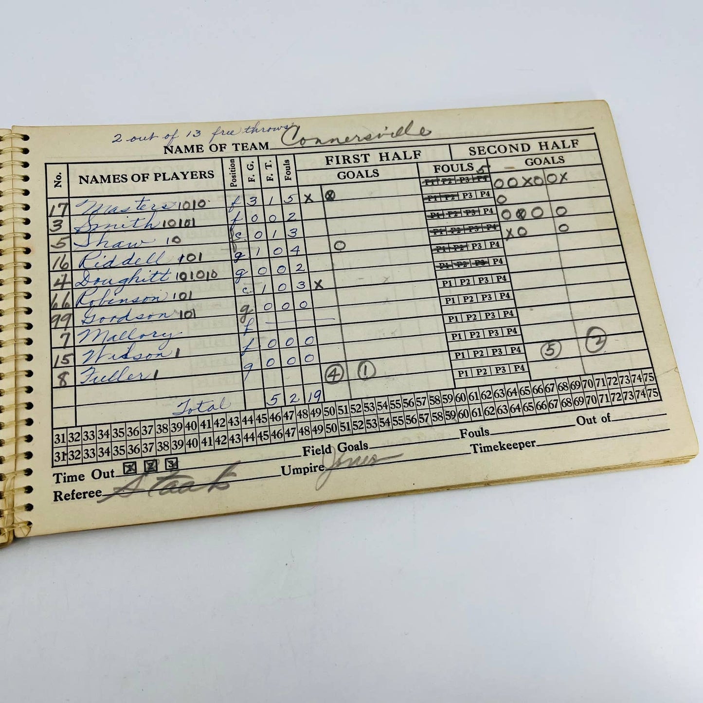 1944 Spalding Official Basketball Score Book Centerville Indiana Junior High TC5