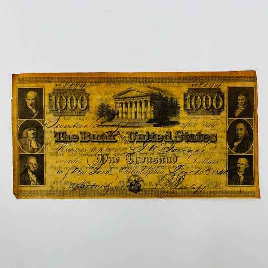 Vintage 1840 Replica $1000 Bank Note Advertising 1st Independent Bank WA SC2