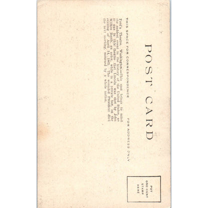 Ford's Theatre Washington DC c1910 Original Postcard TK1-24