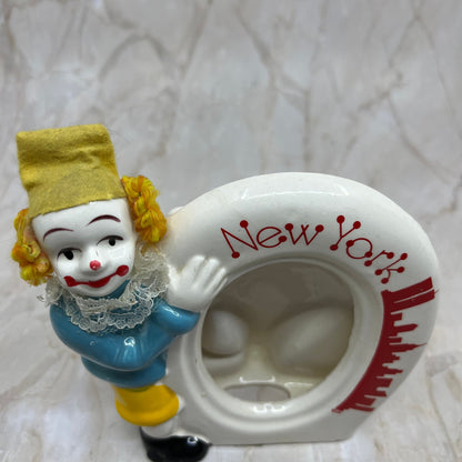1980s Ceramic Clown Picture Frame Holder (New York) 3x5" Pics Manhattan P.C. TE5