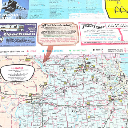1970s Standard Oil Travel Map of Illinois & Chicago Area H4-6