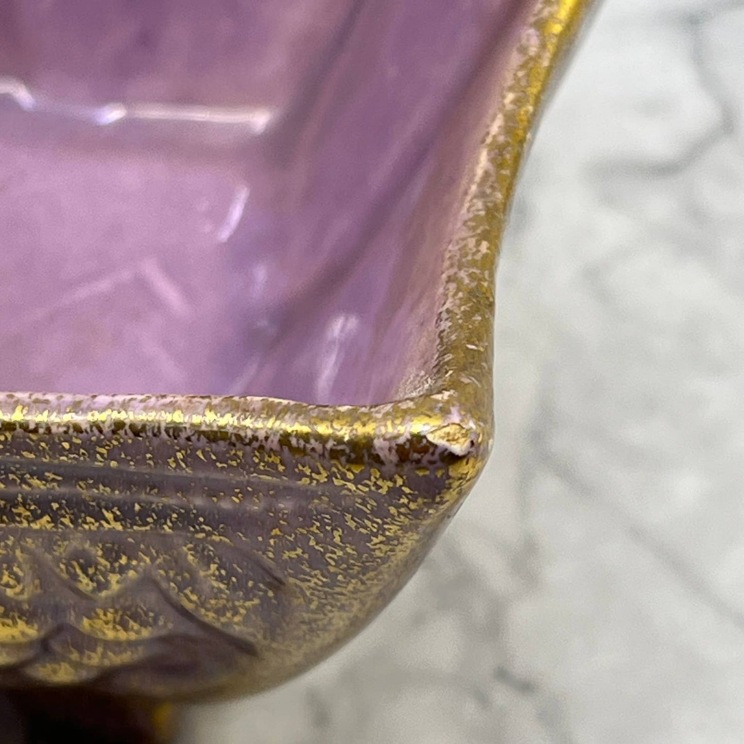 Vintage California USA Pottery Planter Vase 227 Purple and Gold 3x5" TE3