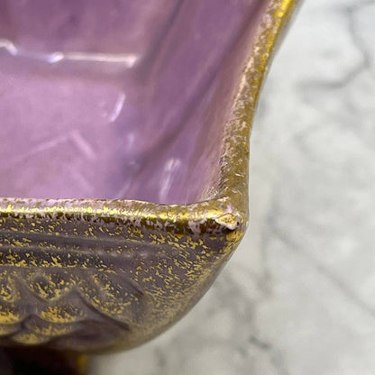 Vintage California USA Pottery Planter Vase 227 Purple and Gold 3x5" TE3