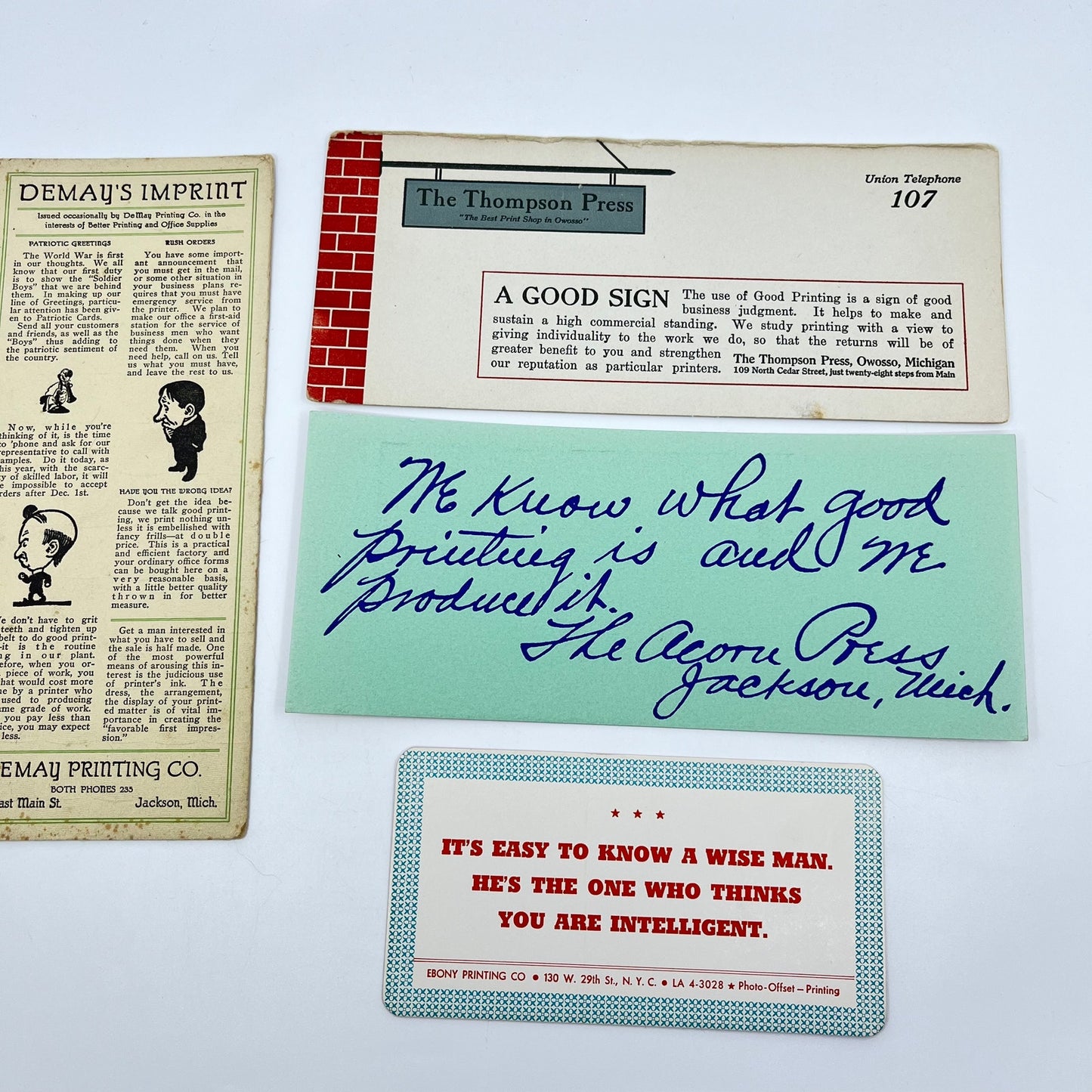 1900-1940s Lot of 4 Printing Blotter Cards L4-2-3