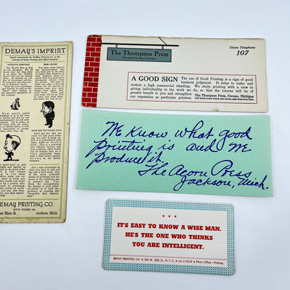 1900-1940s Lot of 4 Printing Blotter Cards L4-2-3