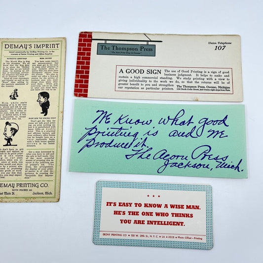 1900-1940s Lot of 4 Printing Blotter Cards L4-2-3