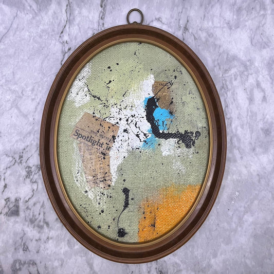 Original Framed Mixed Media Abstract Art Painting 14.5x11.5 “1972” With COA