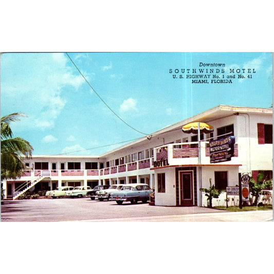 Downtown South Winds Motel C.G. Wolfrom Miami FL Original Postcard P2-7