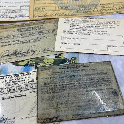 1960s FAA Pilot Certification & Card Lot Richard W. Davy Washington D.C. PR16