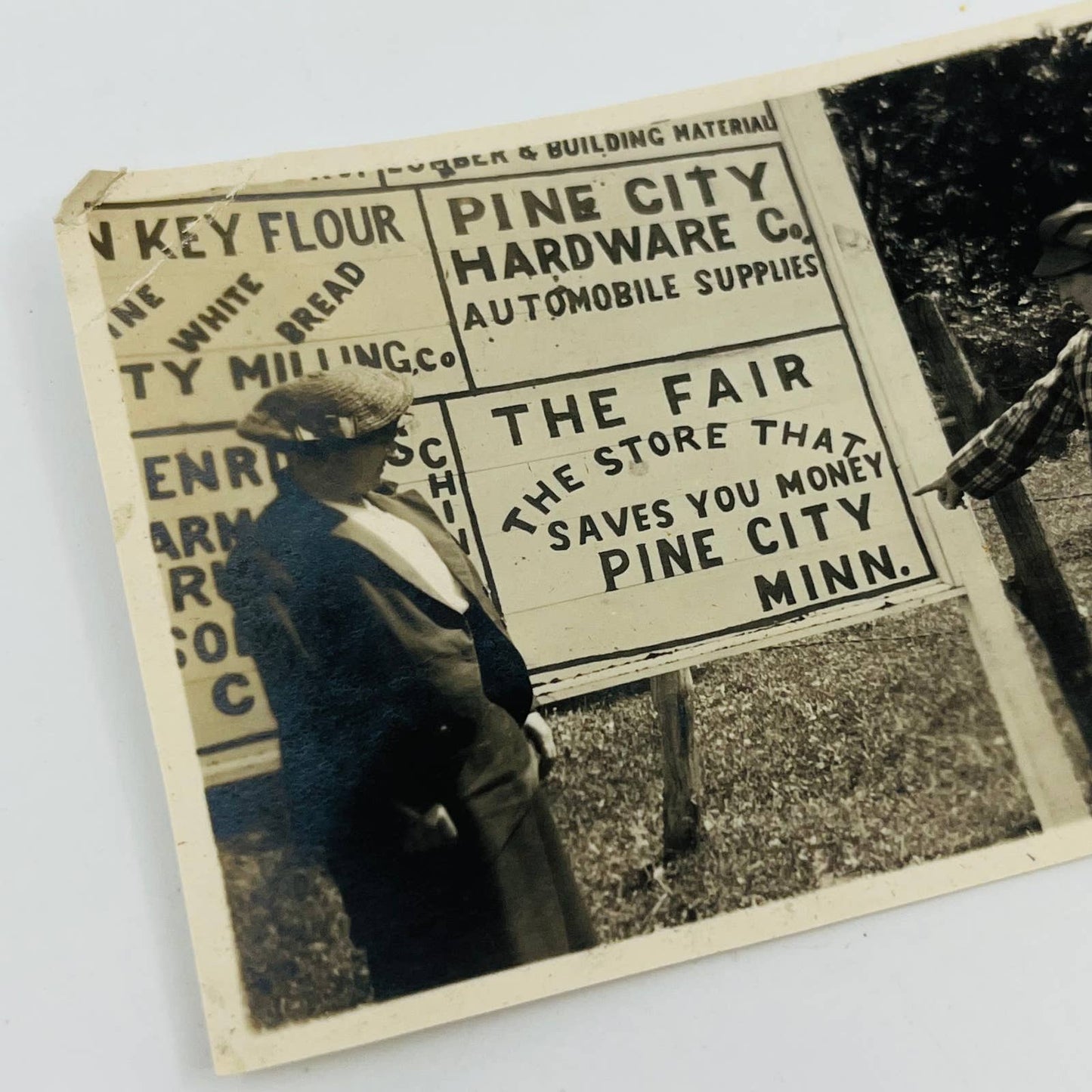 Antique Photograph PINE CITY MINNESOTA Hardware Co. The Fair Sign 2.5 x 4” SB8