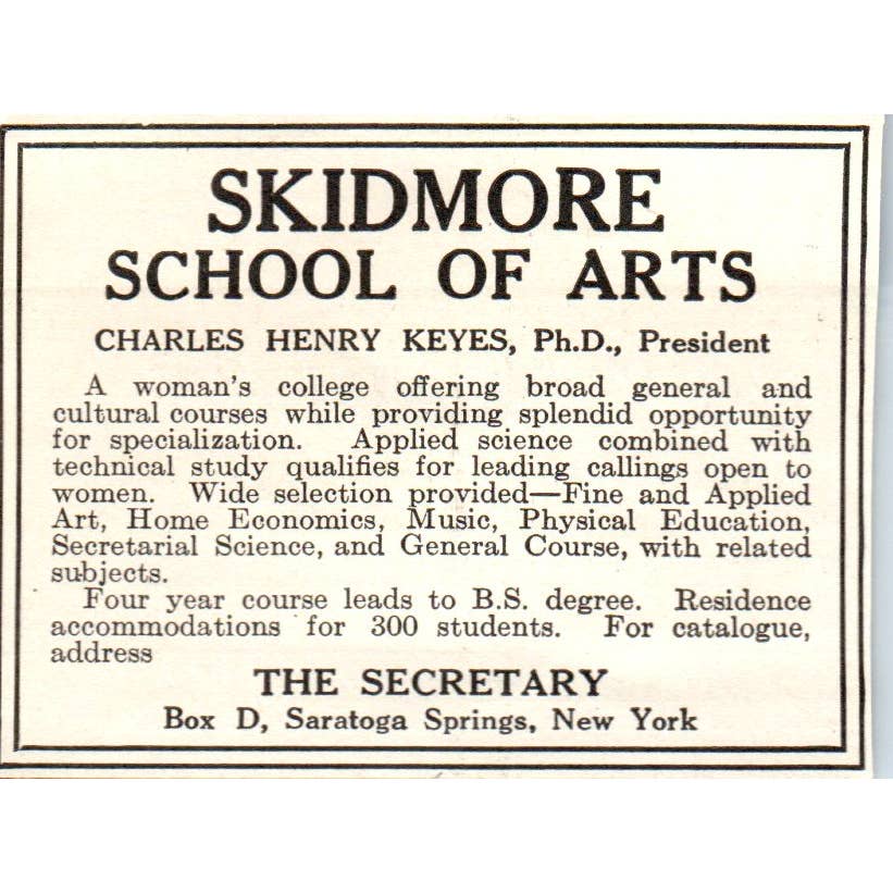 c1920 Harper's Magazine Ad - Skidmore School of Arts Charles Henry Keyes EA3-2