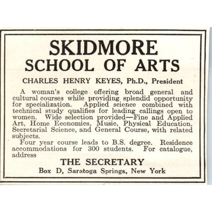c1920 Harper's Magazine Ad - Skidmore School of Arts Charles Henry Keyes EA3-2