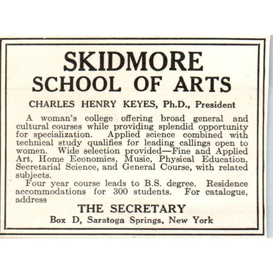c1920 Harper's Magazine Ad - Skidmore School of Arts Charles Henry Keyes EA3-2