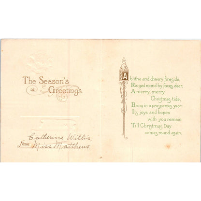 Raphael Tuck Folding Season's Greetings Holiday Card Original Postcard TK1-P19