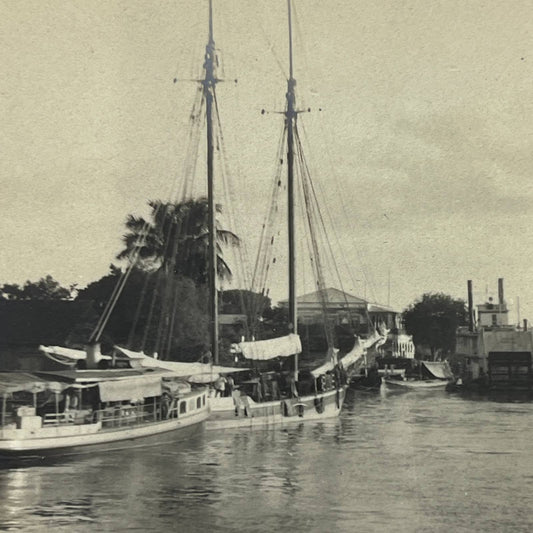 1903 Original Photo Boat Approaching Dick & Custom House From Sea Frontera AC7