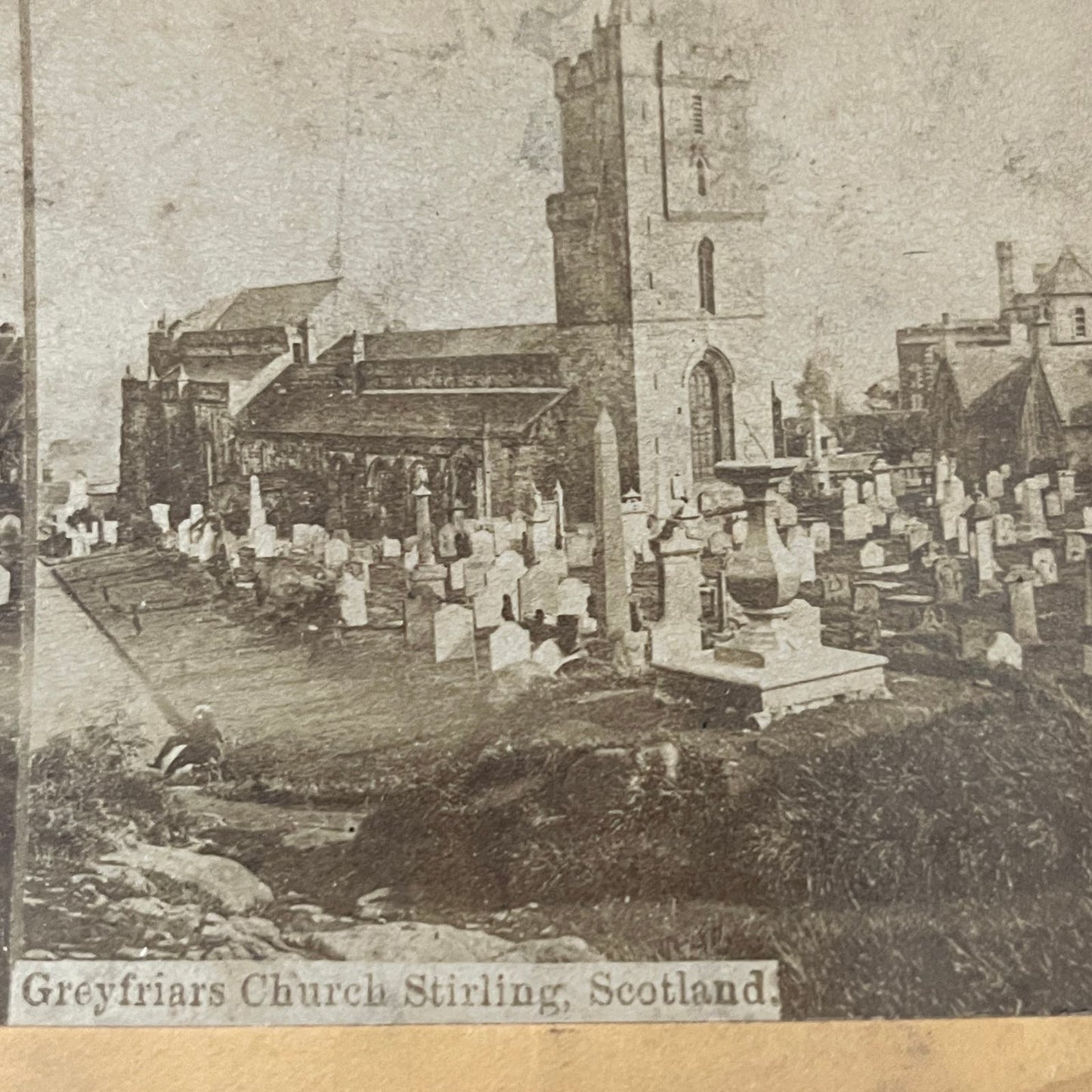 Greyfriars Church Stirling Scotland Antique Stereoview Card TJ9-V4