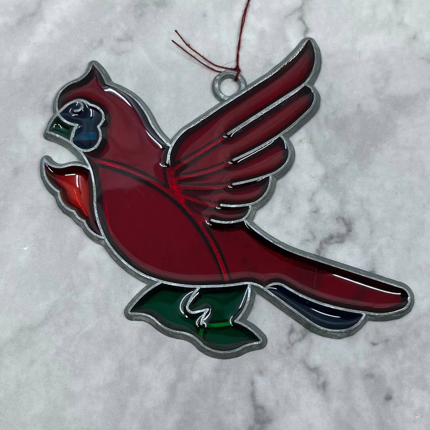 Stained Glass Style Acrylic Suncatcher Christmas Tree Ornament Cardinal 4" SE6
