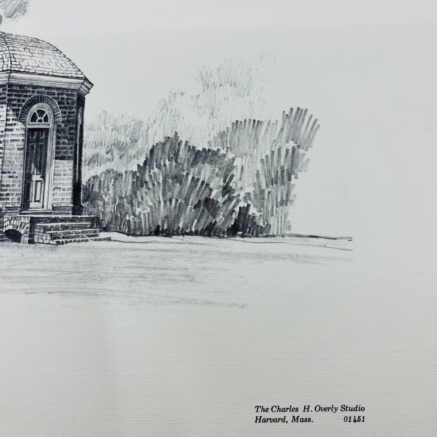 Vintage The Octagon House Stratford Virginia Sketch Print 11 x 14.5” FL1