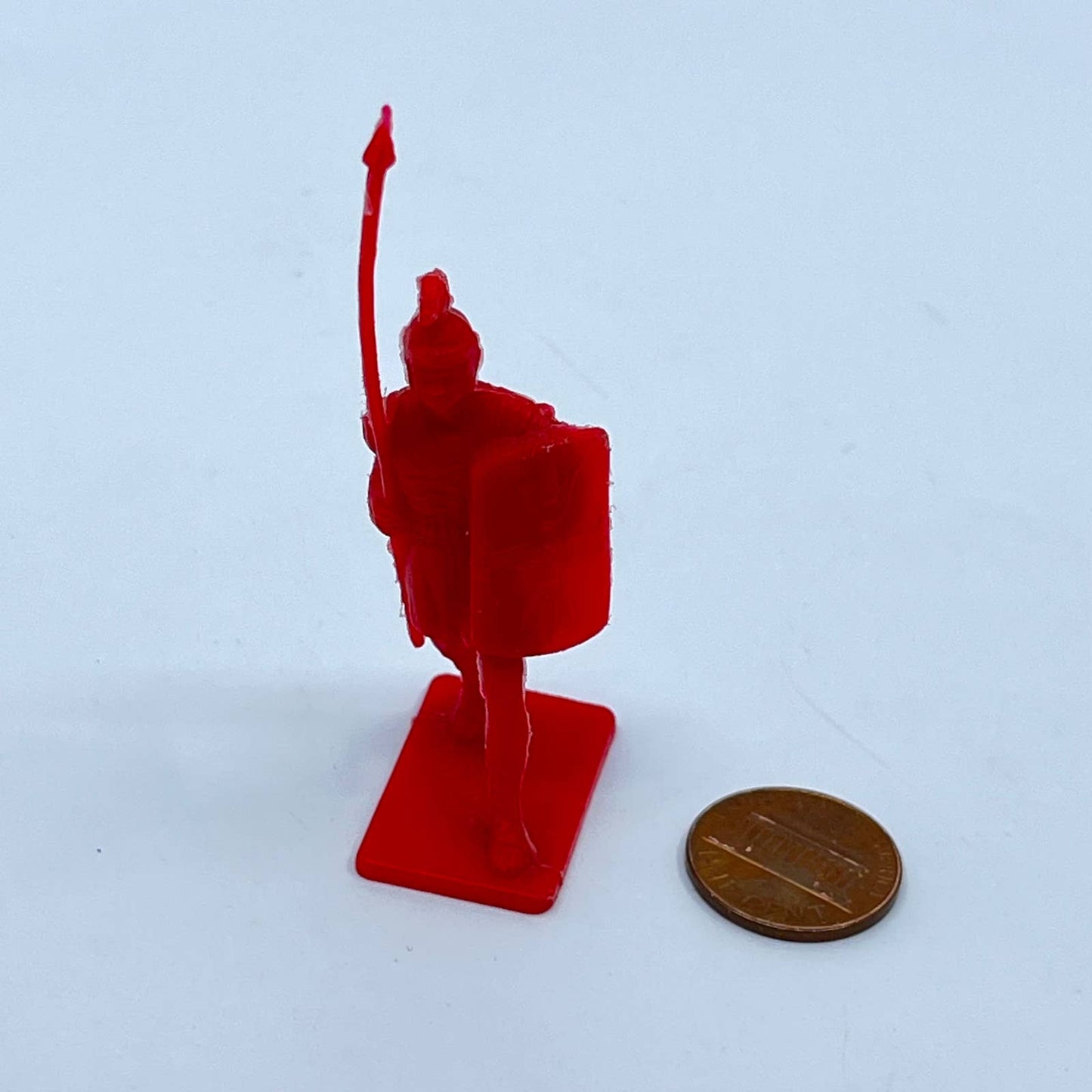 Marx Greek Roman Legion Warrior Hoplite Red Plastix Soldier Figure w Spear SD3