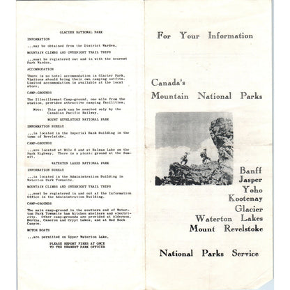 1950s Canada's Mountain National Parks Banff Jasper Fold Out Brochure TH2-SF2