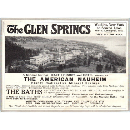 c1920 Harper's Ad - Glen Springs American Nauheim Health Resort Watkins NY EA3-4