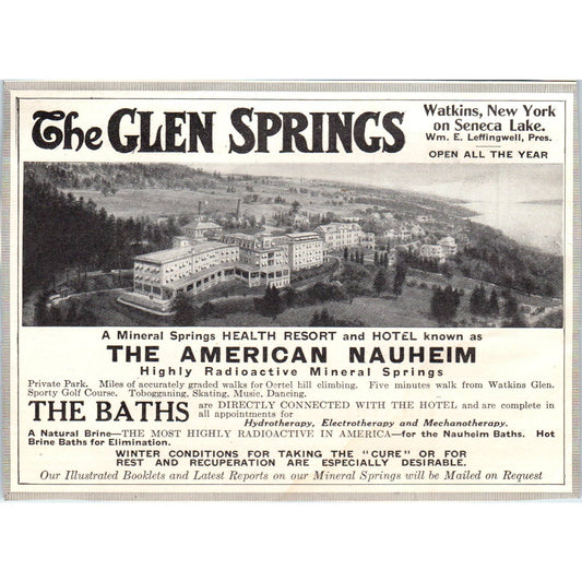 c1920 Harper's Ad - Glen Springs American Nauheim Health Resort Watkins NY EA3-4