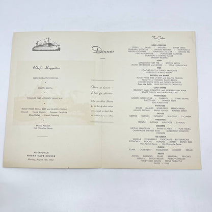 1962 Swedish American Line RS Grisholm Menu North Cape Kronborg Castle AB3