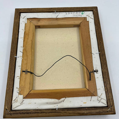 1985 Original Framed Peggy Harris Painting on Canvas Cat and Fish Bowl TG1