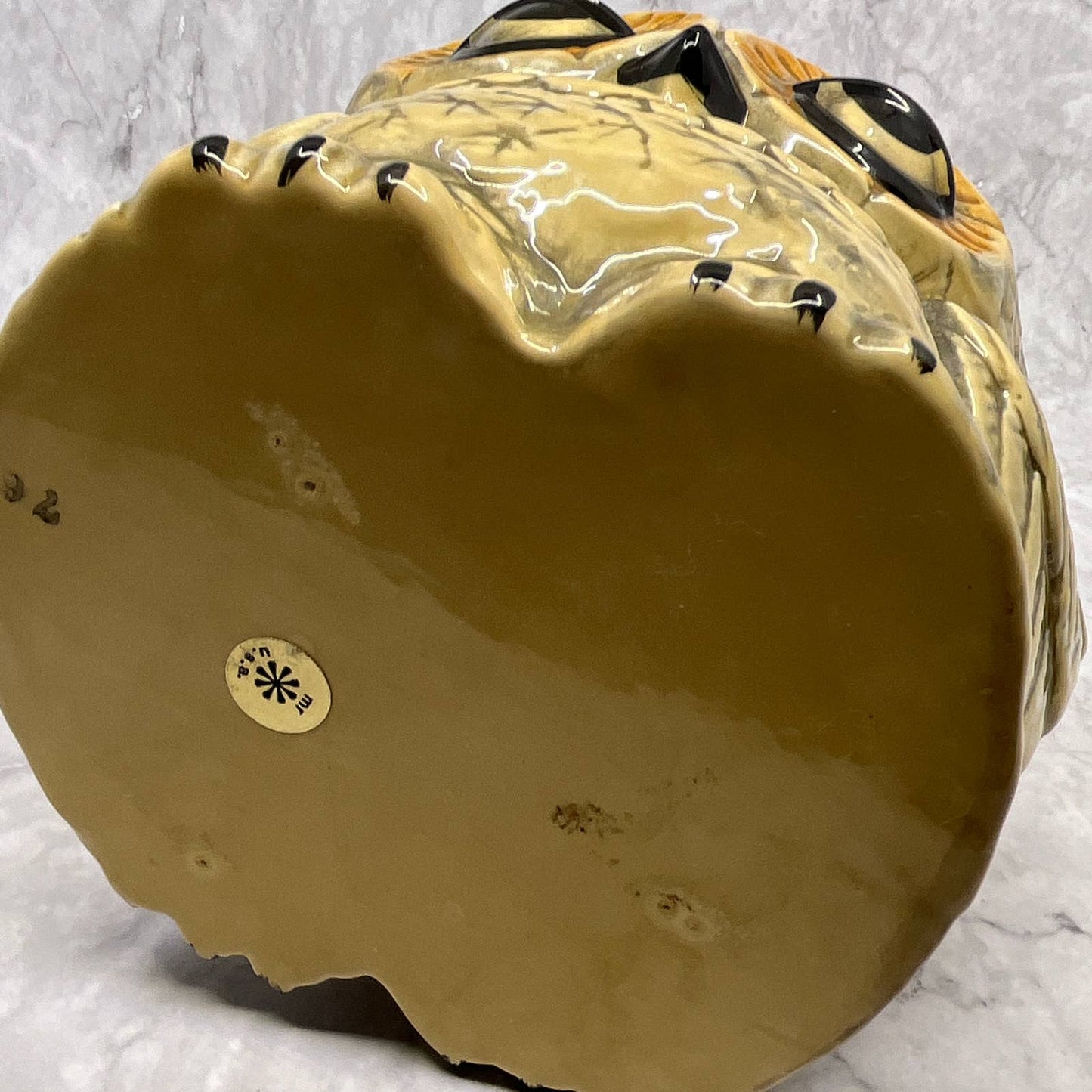 Vtg 1978 Double Sided Owl Ceramic Planter Jar Kitchen Storage Sleepy Eyes 7" TI7