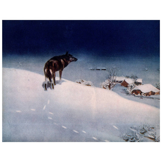 Original print 1930s Victor Kowalski Lithographed The Lone Wolf Winter 9x7" AC9