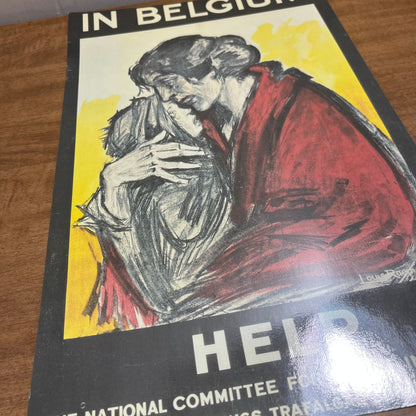 RELIEF HELP IN BELGIUM WWI World War 1 Propaganda Poster Trafalgar London FL6
