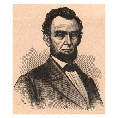 President Abraham Lincoln Portrait 3x3.5" Original Engraving 1899 TJ8-5