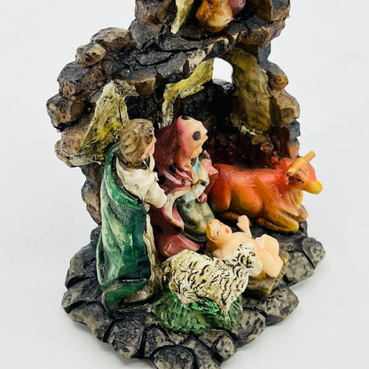 Vintage Hand Painted Cast Resin Mini Nativity Scene 3 1/2” TC1