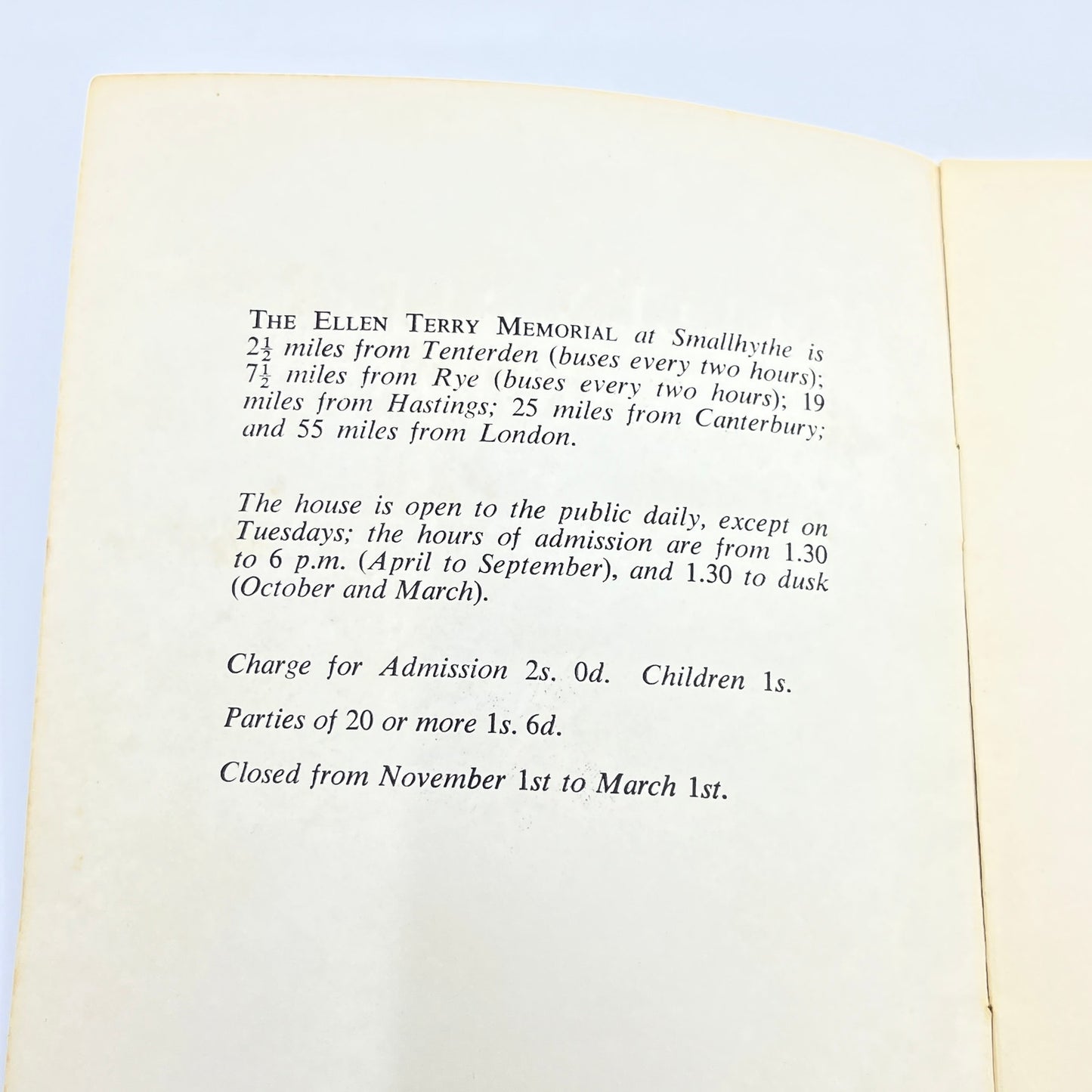 1967 Ellen Terry Memorial at Smallhythe Booklet London England H5-3