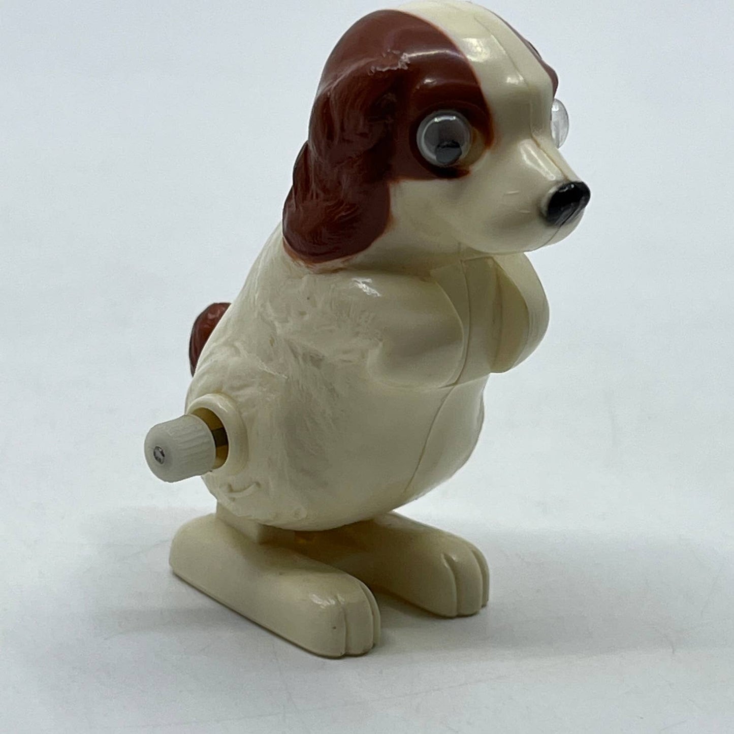 1977 Tomy Pocket Pets Wind Up Brown & White Dog Puppy Google Eye Toy SE2