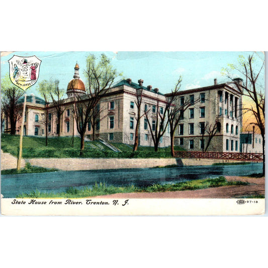 1908 State House From River Trenton New Jersey - Original Postcard TJ7-RP3