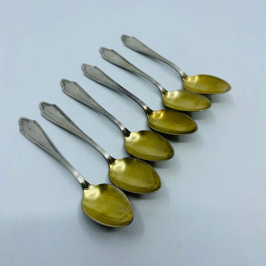 Art Deco Oneida Community Silver 4” Ice Cream Spoon Set of 6 SB7-12