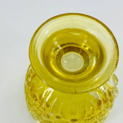 Vintage Avon Yellow Glass Embossed Flower Lidded Footed Compote Dish 6 1/2” TD3