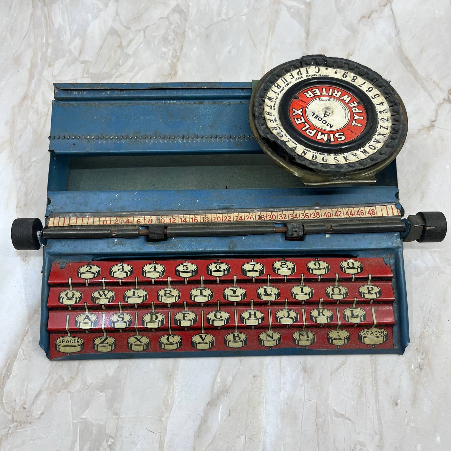 Vintage Antique Tin Litho Toy Simplex Model A Typewriter in Original Box TK2