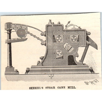 Skekel's Sugar Cane Mill Engraving Original Scientific American AD8-P27