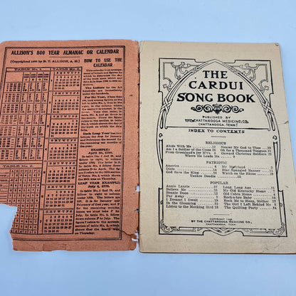 1908 The Cardui Song Book Quack Medicine Promo Chattanooga TN TE2